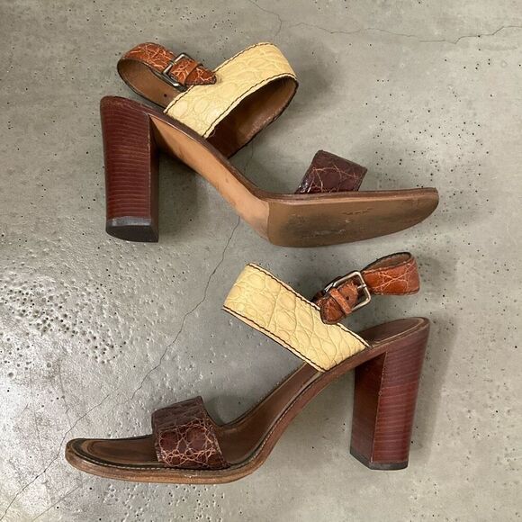 Prada Multicolour Croc Embossed Leather Heels - Picture 4 of 9